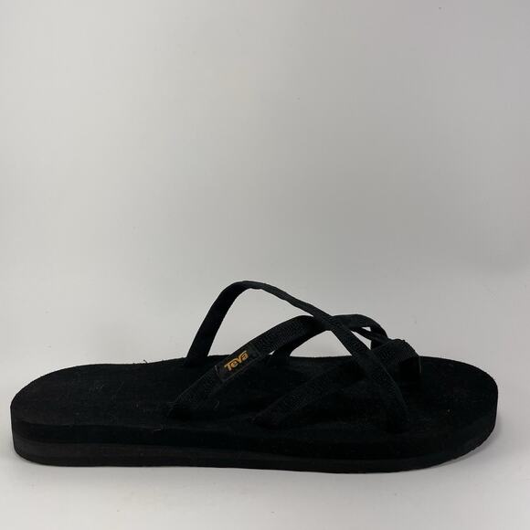 New- Teva Olowahu Strappy Beach Sandals Slides Womens Size 10 Black Lightweight - Picture 1 of 9